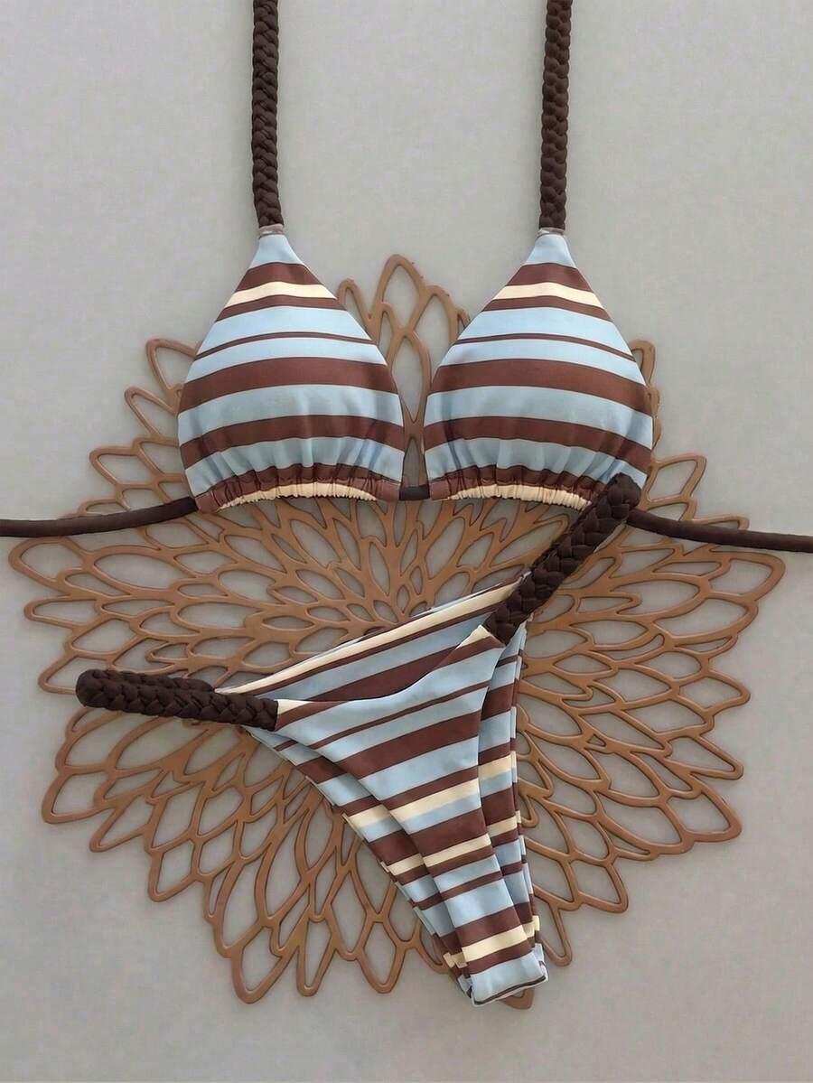 SHEIN DWUCZĘŚCIOWY STRÓJ KĄPIELOWY WZÓR PASKI S09__XS