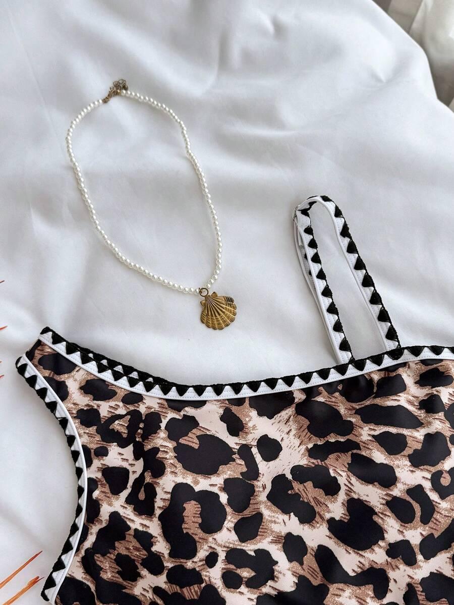 SHEIN JEDNOCZĘŚCIOWY STRÓJ KĄPIELOWY ANIMAL PRINT WYCIĘCIE PK01__122-128