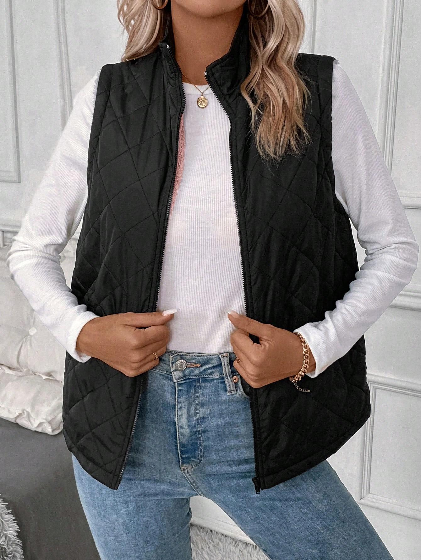 SHEIN CZARNA PIKOWANA KAMIZELKA W01__L