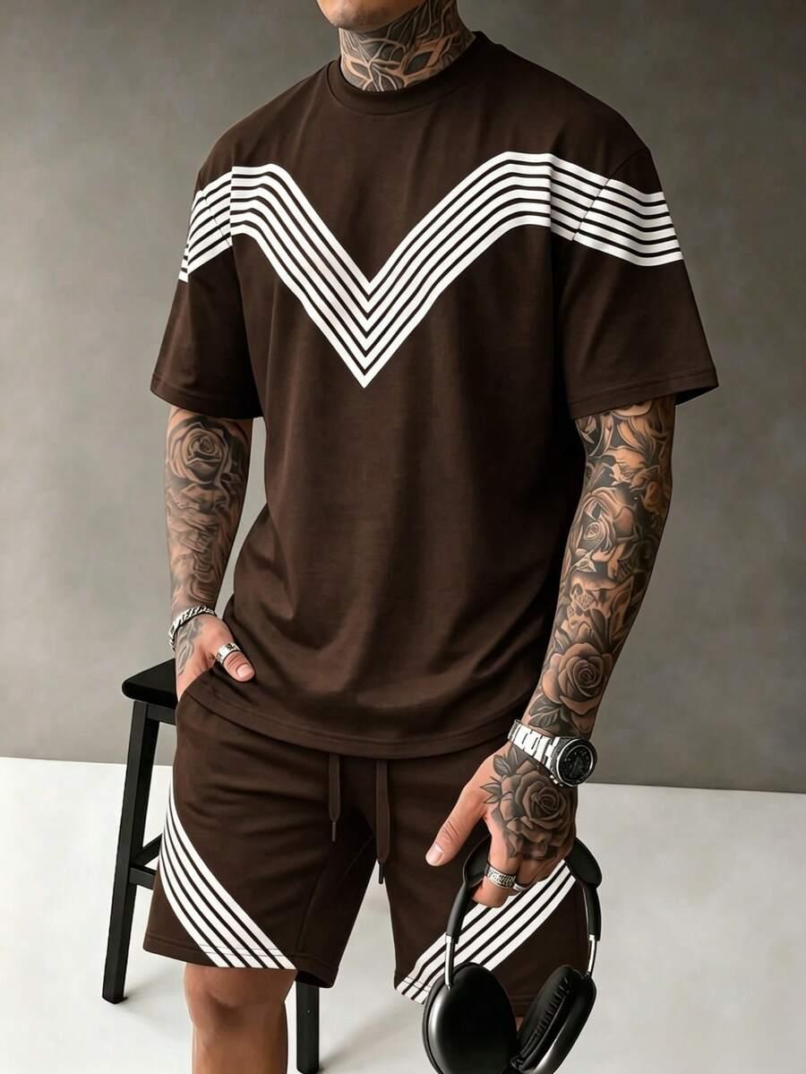 FRACTYR BRĄZOWY T-SHIRT SPODENKI KOMPLET S06__XS