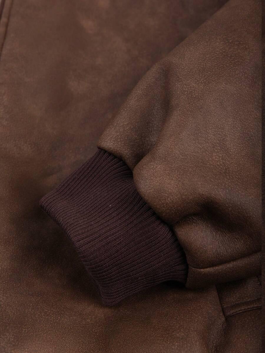 SHEIN BRĄZOWA KURTKA IMITACJA SKÓRY W01__52
