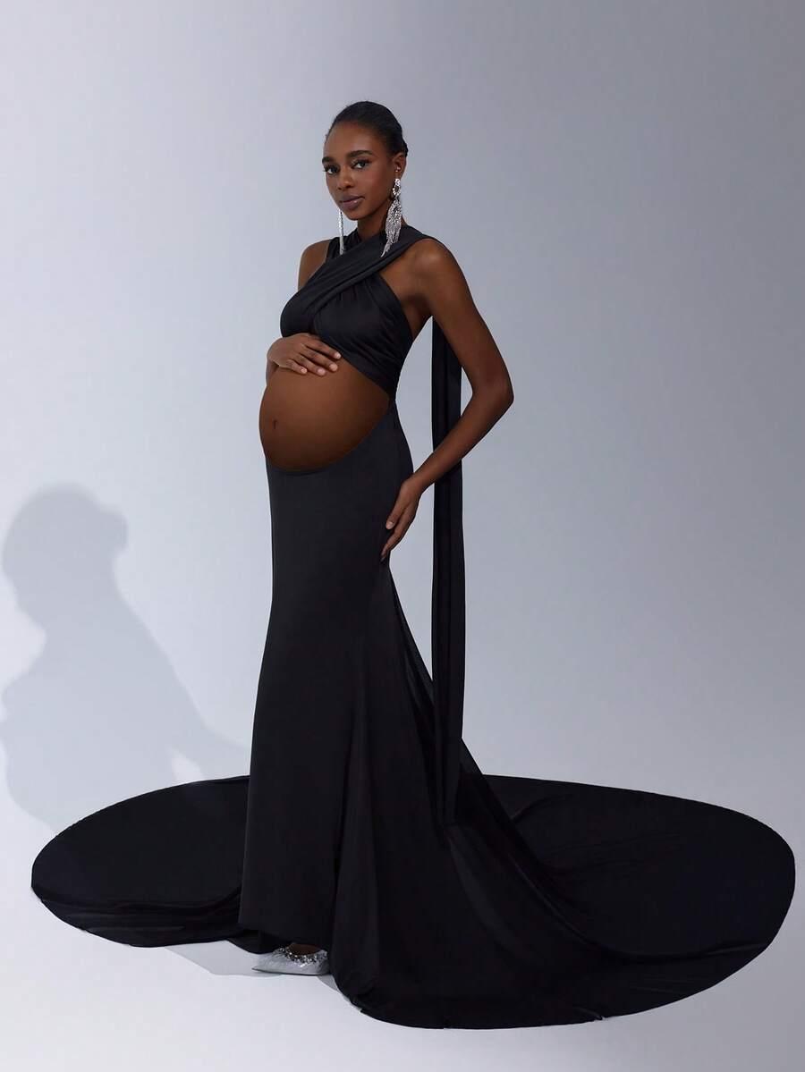 SHEIN CZARNA MAXI SUKIENKA CIĄŻOWA S06__XL