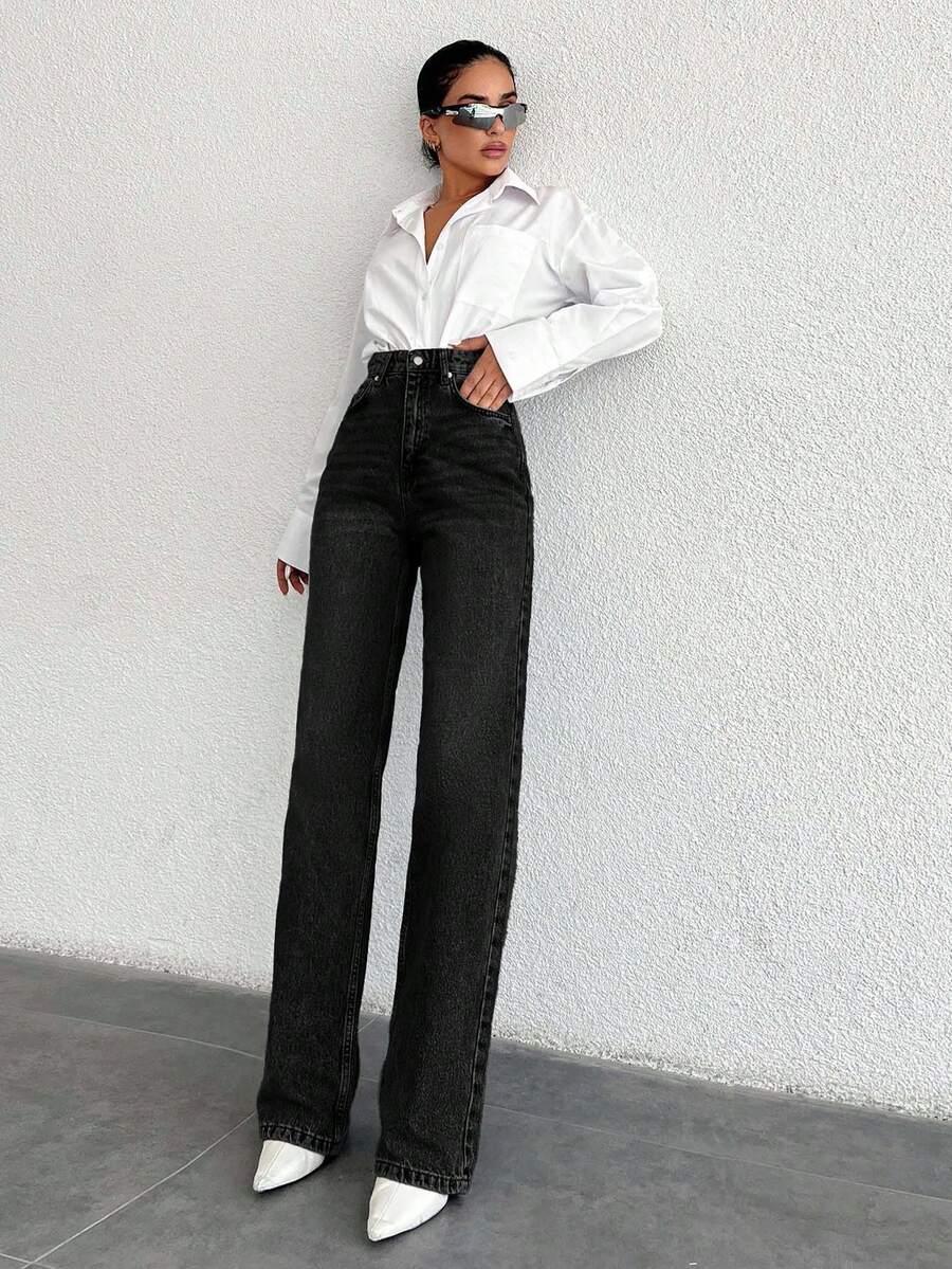 SHEIN CZARNE SPODNIE JEANS S06__M
