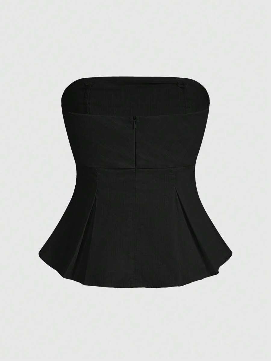 SHEIN CZARNY TOP ODKRYTE RAMIONA S06__S