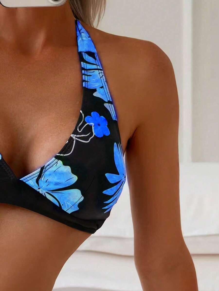SHEIN DWUCZĘŚCIOWY STRÓJ KĄPIELOWY KWIATY S09__S