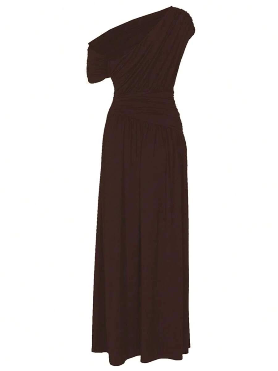 SHEIN BRĄZOWA MAXI SUKIENKA PK01__L