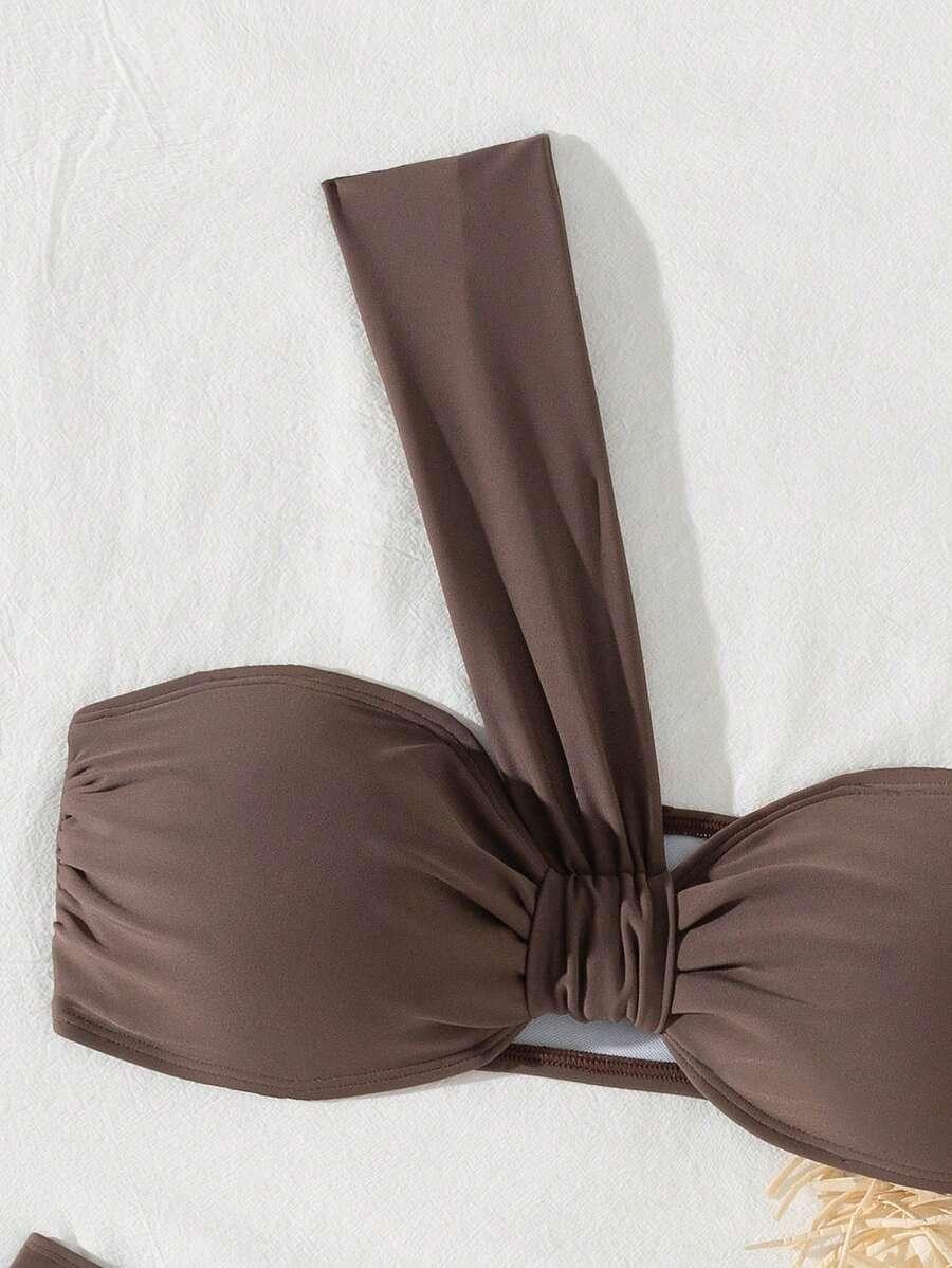 SHEIN BRĄZOWY DWUCZĘŚCIOWY STRÓJ KĄPIELOWY S06__S