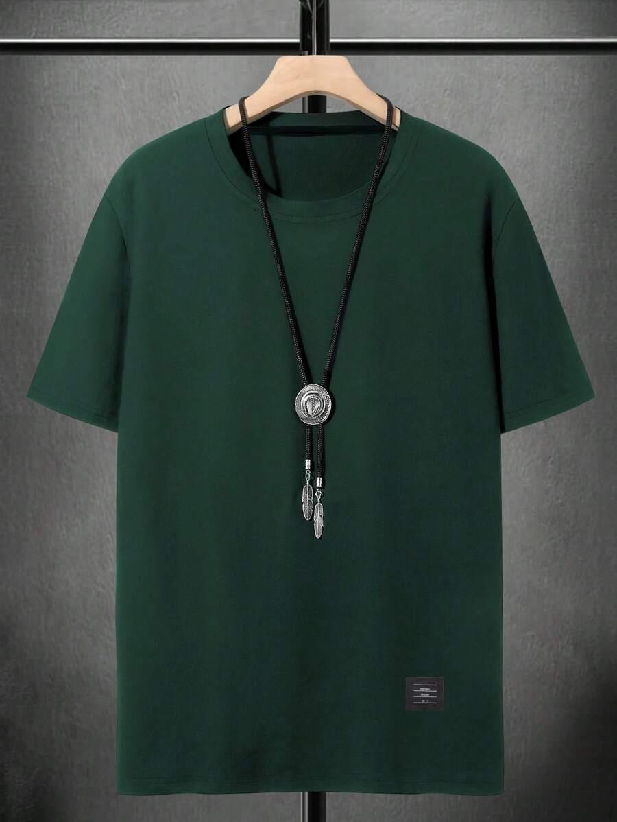 MANFINITY ZIELONY T-SHIRT OKRĄGŁY DEKOLT S06__L