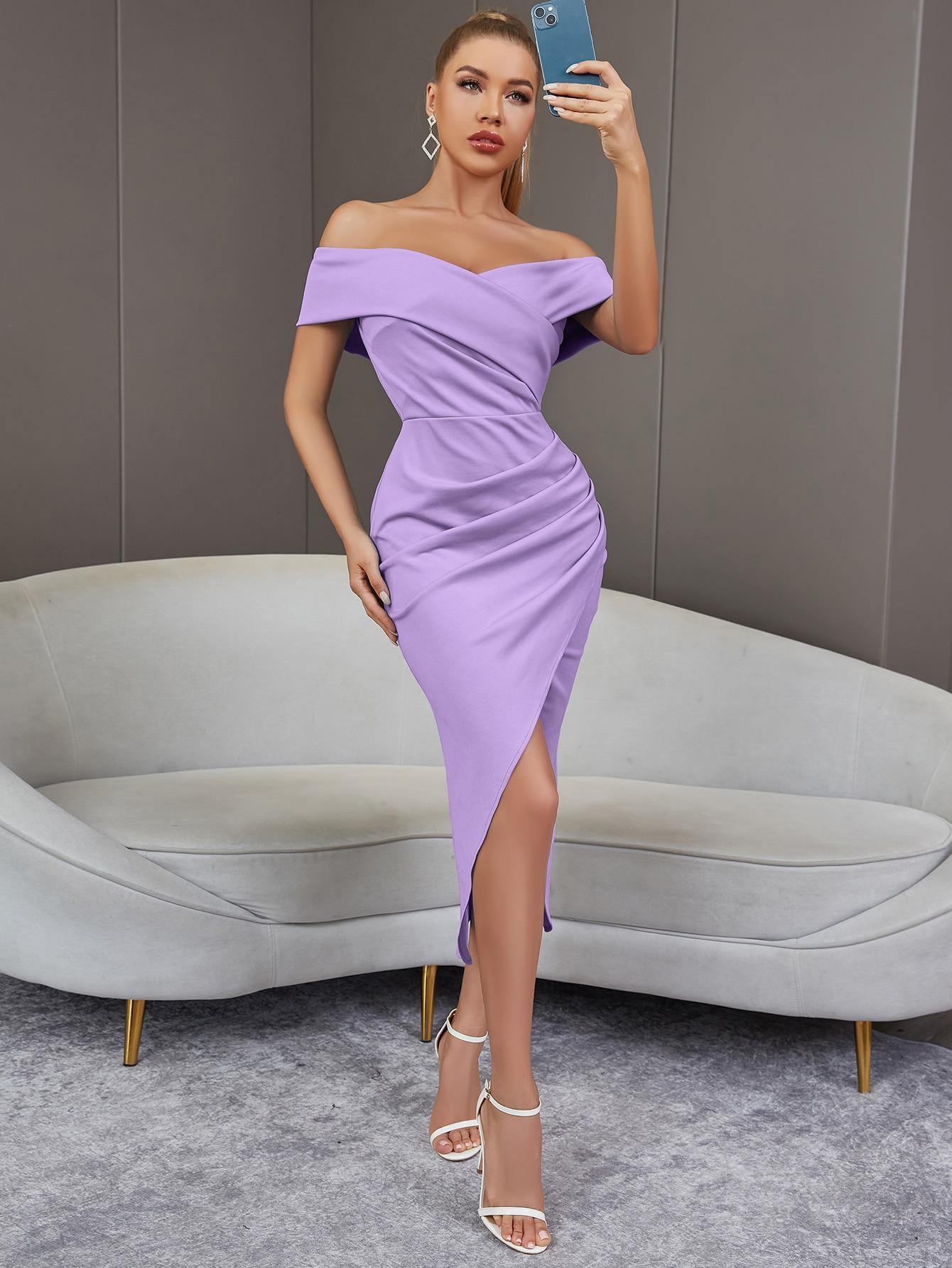 SHEIN FIOLETOWA MIDI SUKIENKA S06__S