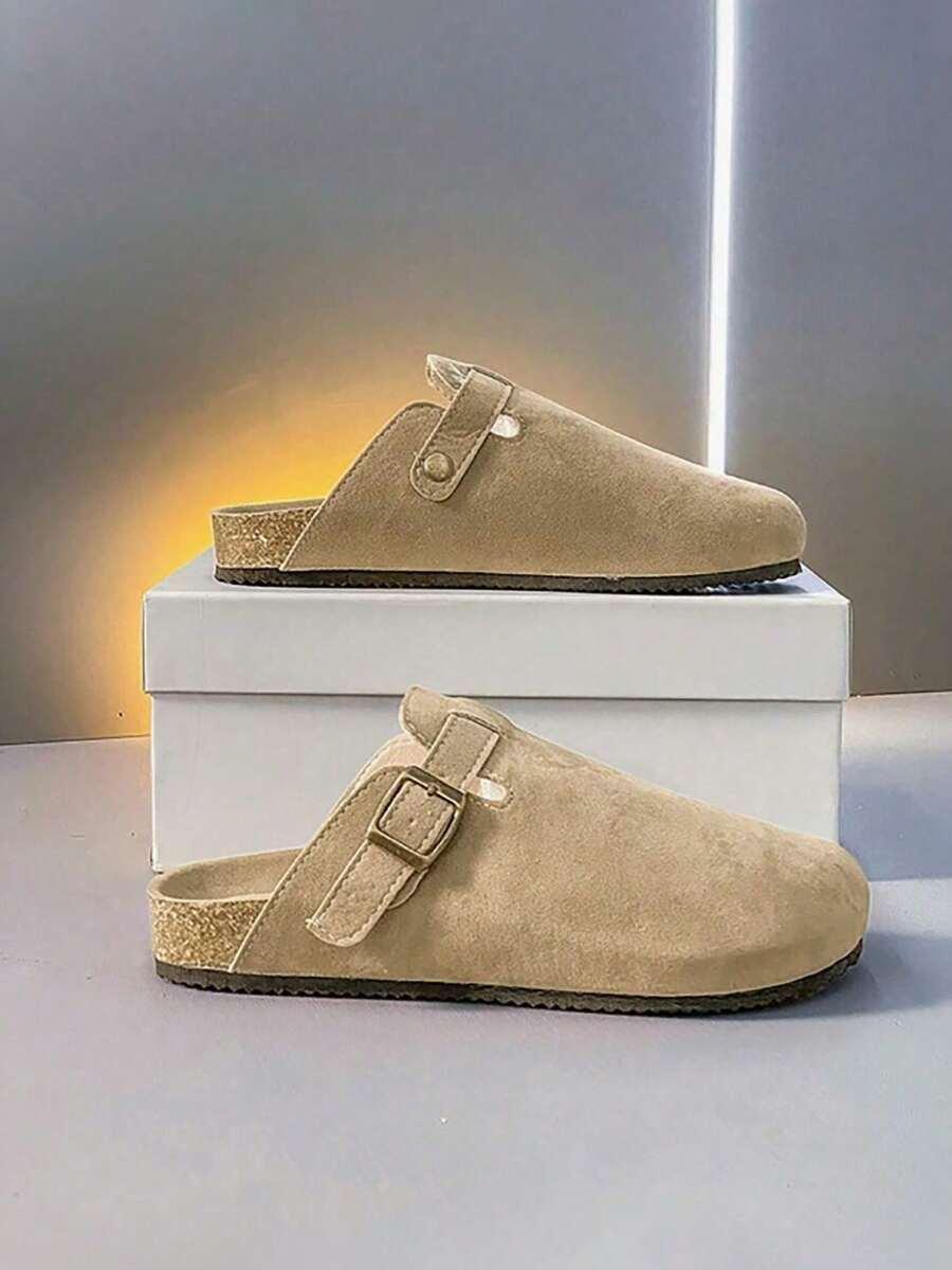 SHEIN BEŻOWE KLAPKI KLAMRA S06__42