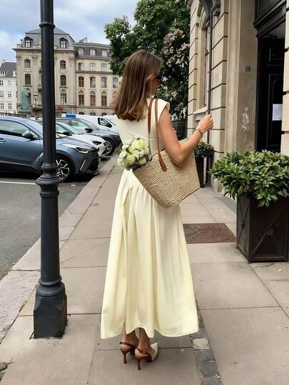 SHEIN ŻÓŁTA MAXI SUKIENKA S06__S