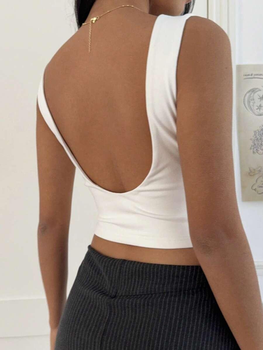 SHEIN BIAŁY TOP ODKRYTE PLECY S06__M
