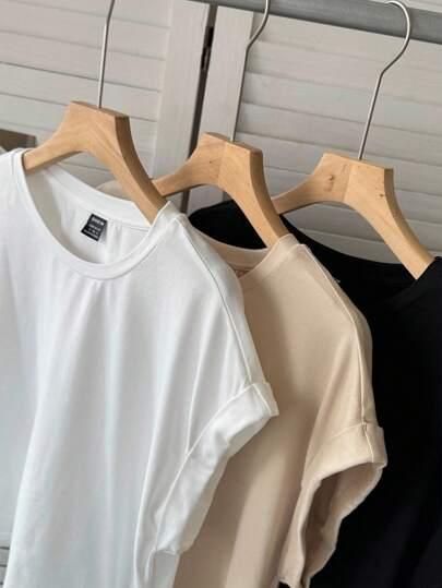 SHEIN CZARNY T-SHIRT OKRĄGŁY DEKOLT S06__XXL