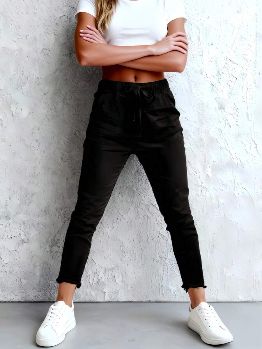 SHEIN CZARNE SPODNIE KIESZENIE S06__L