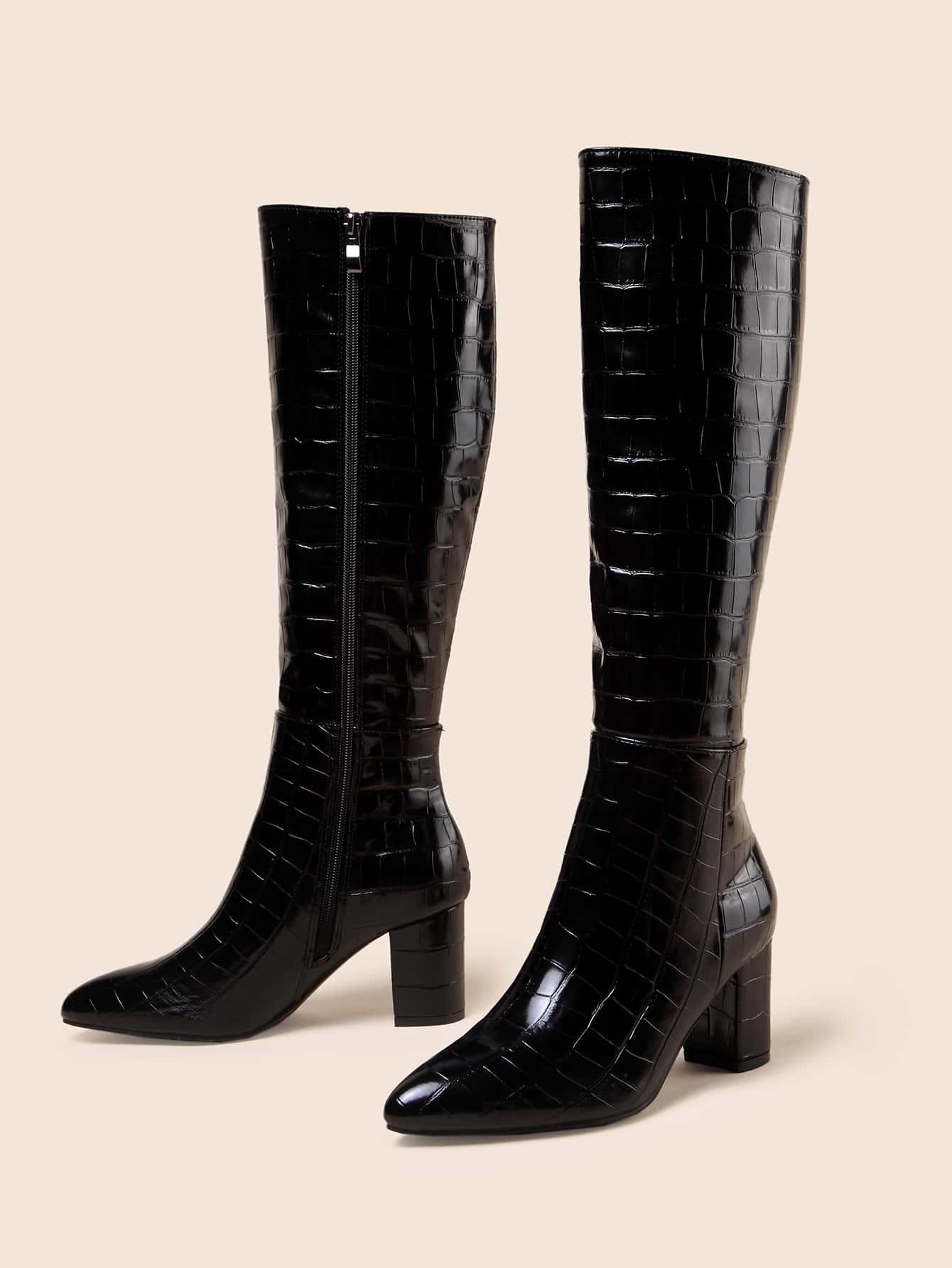SHEIN CZARNE KOZAKI TEKSTURA SZPIC W01__37,5