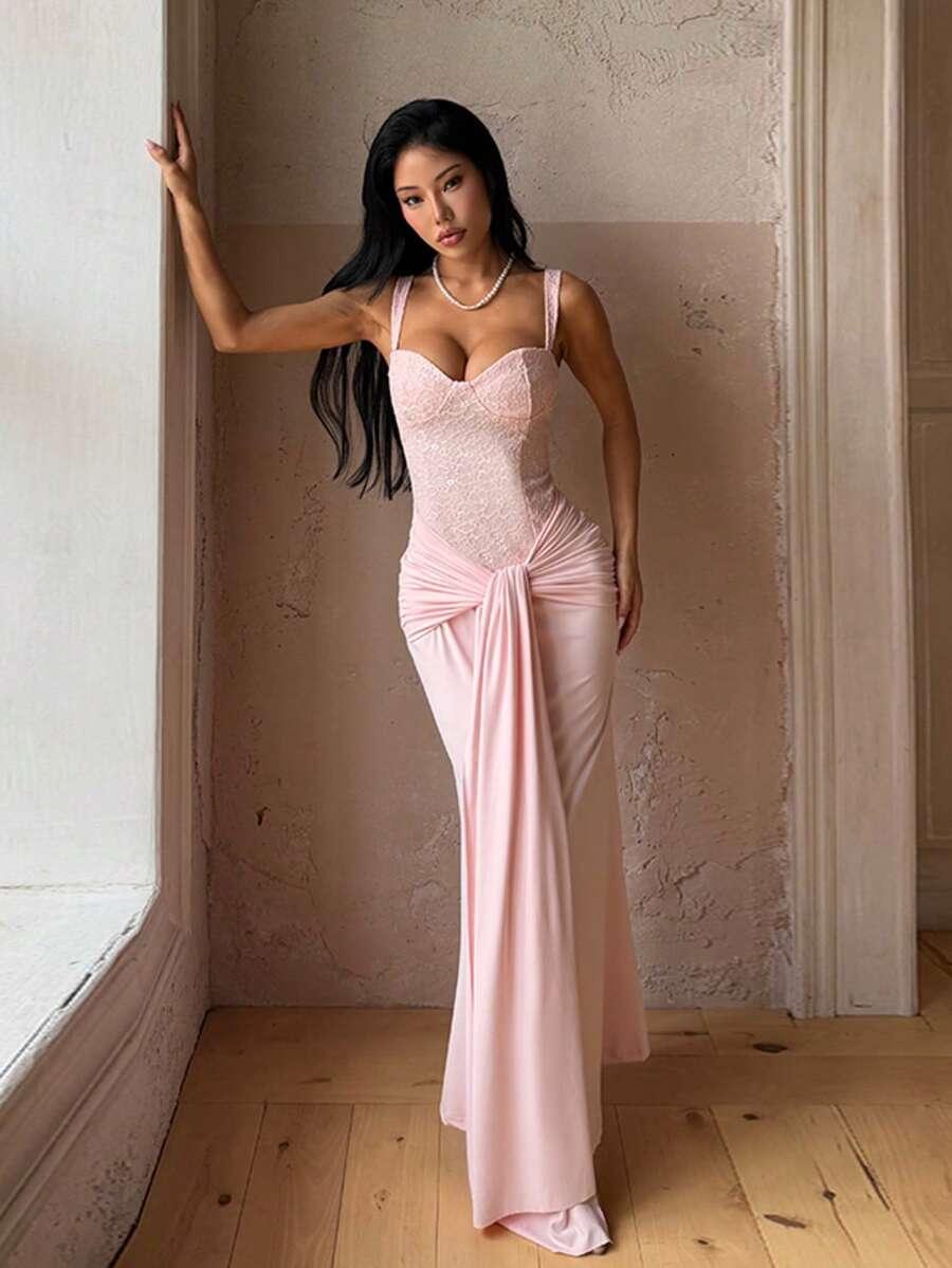 SHEIN RÓŻOWA MAXI SUKIENKA S06__XS