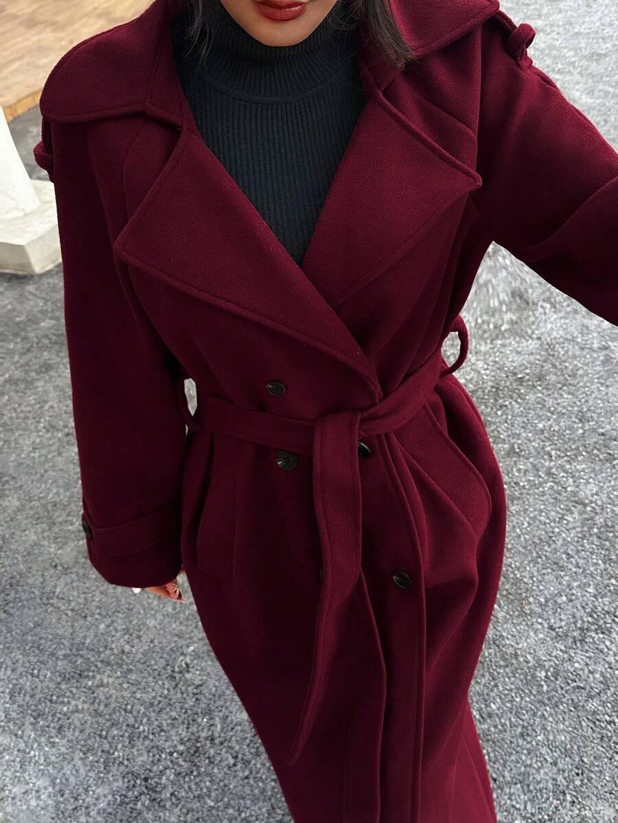 SHEIN BORDOWY KLASYCZNY PŁASZCZ W01__M