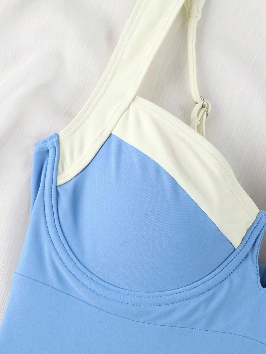 SHEIN JEDNOCZĘŚCIOWY STRÓJ KĄPIELOWY KONTRAST S09__M
