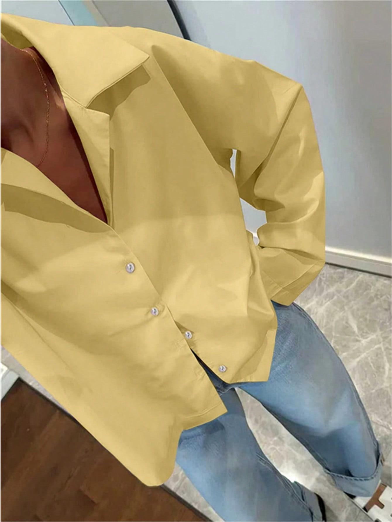SHEIN ŻÓŁTA KOSZULA KOŁNIERZYK S06__M