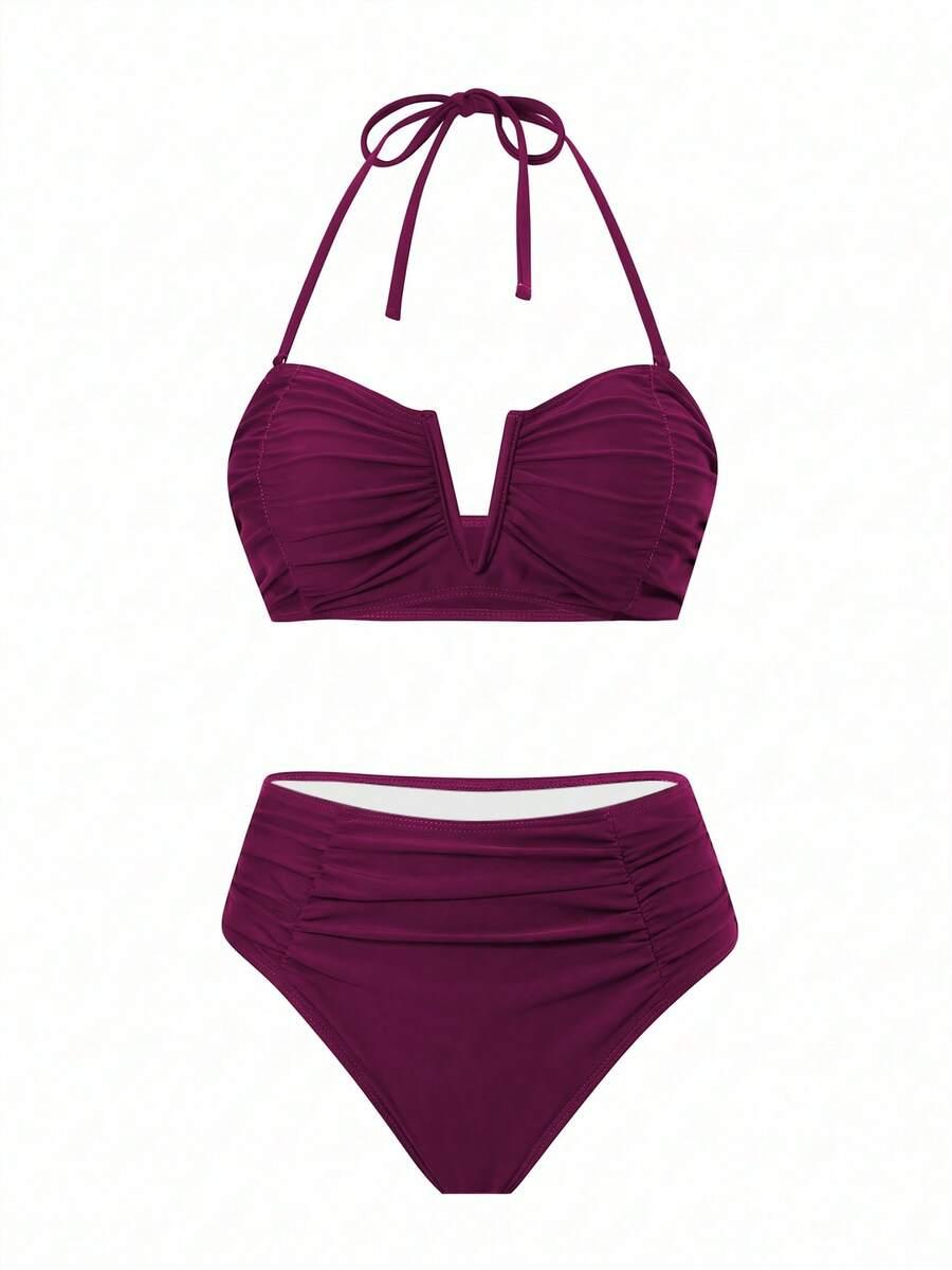 SWIM OASIS BURGUNDOWY KOMPLET DWUCZĘŚCIOWY STRÓJ KĄPIELOWY SARONG S09__M