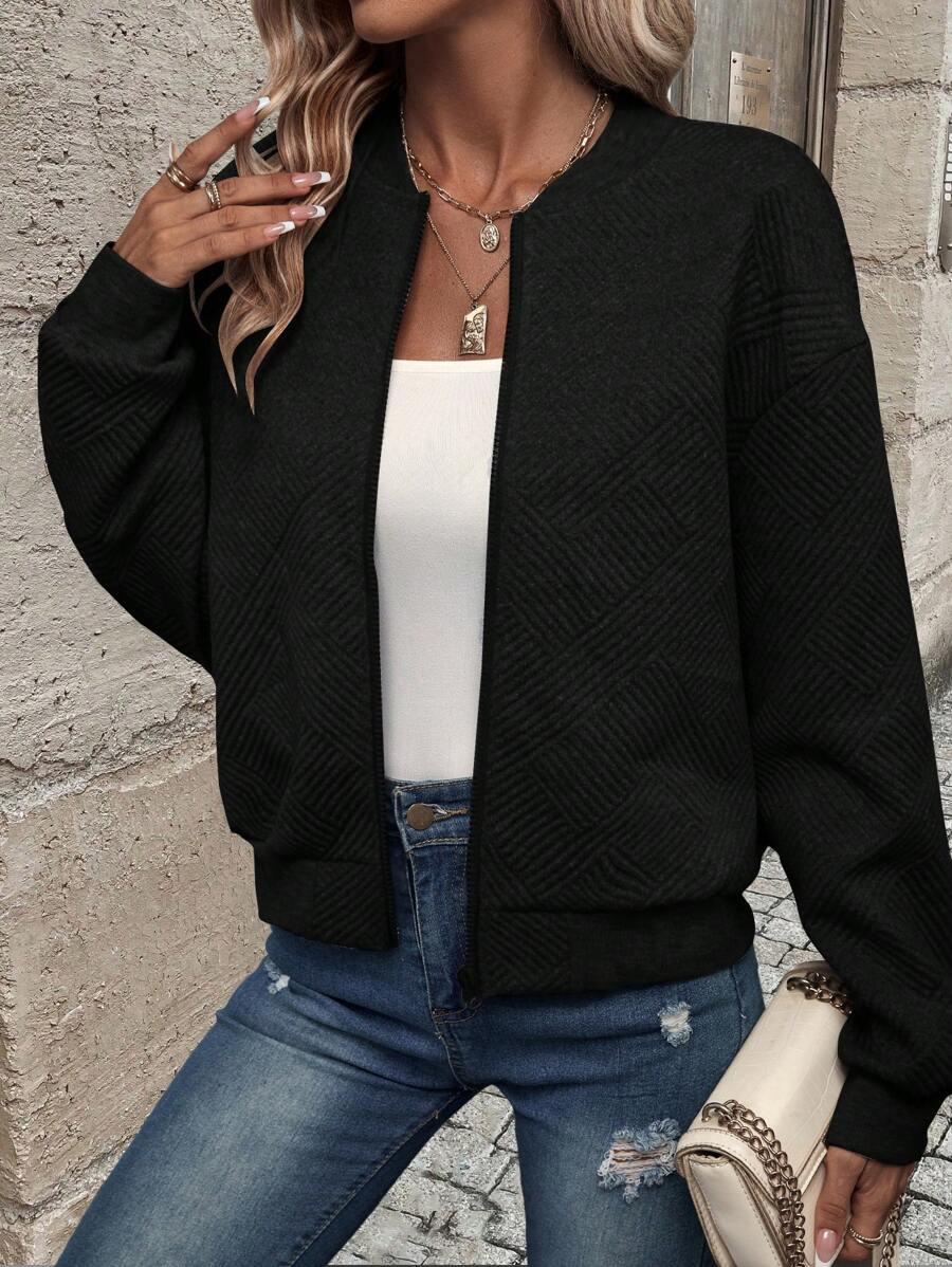 SHEIN CZARNA KURTKA BOMBER ZAMEK S06__XXL