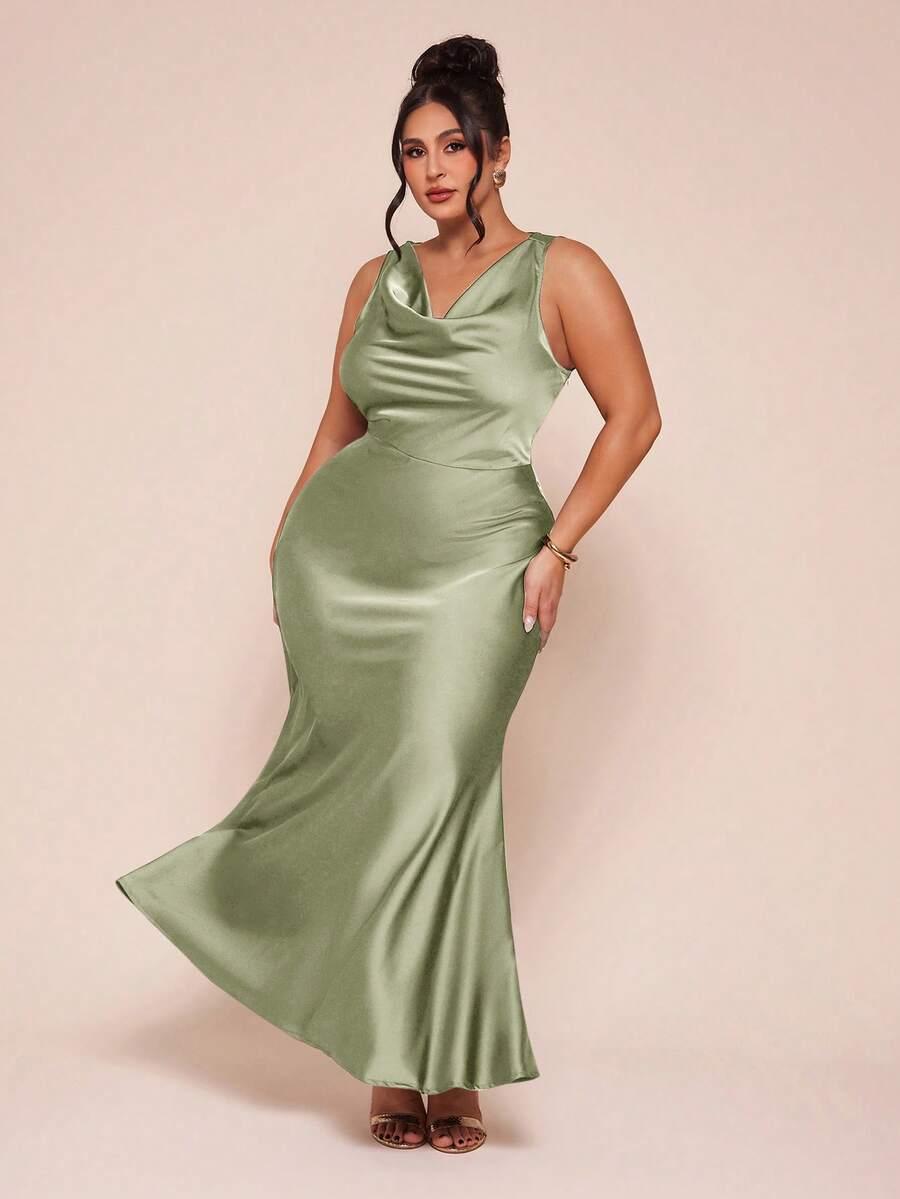 SHEIN SATYNOWA ZIELONA SUKIENKA S06__46