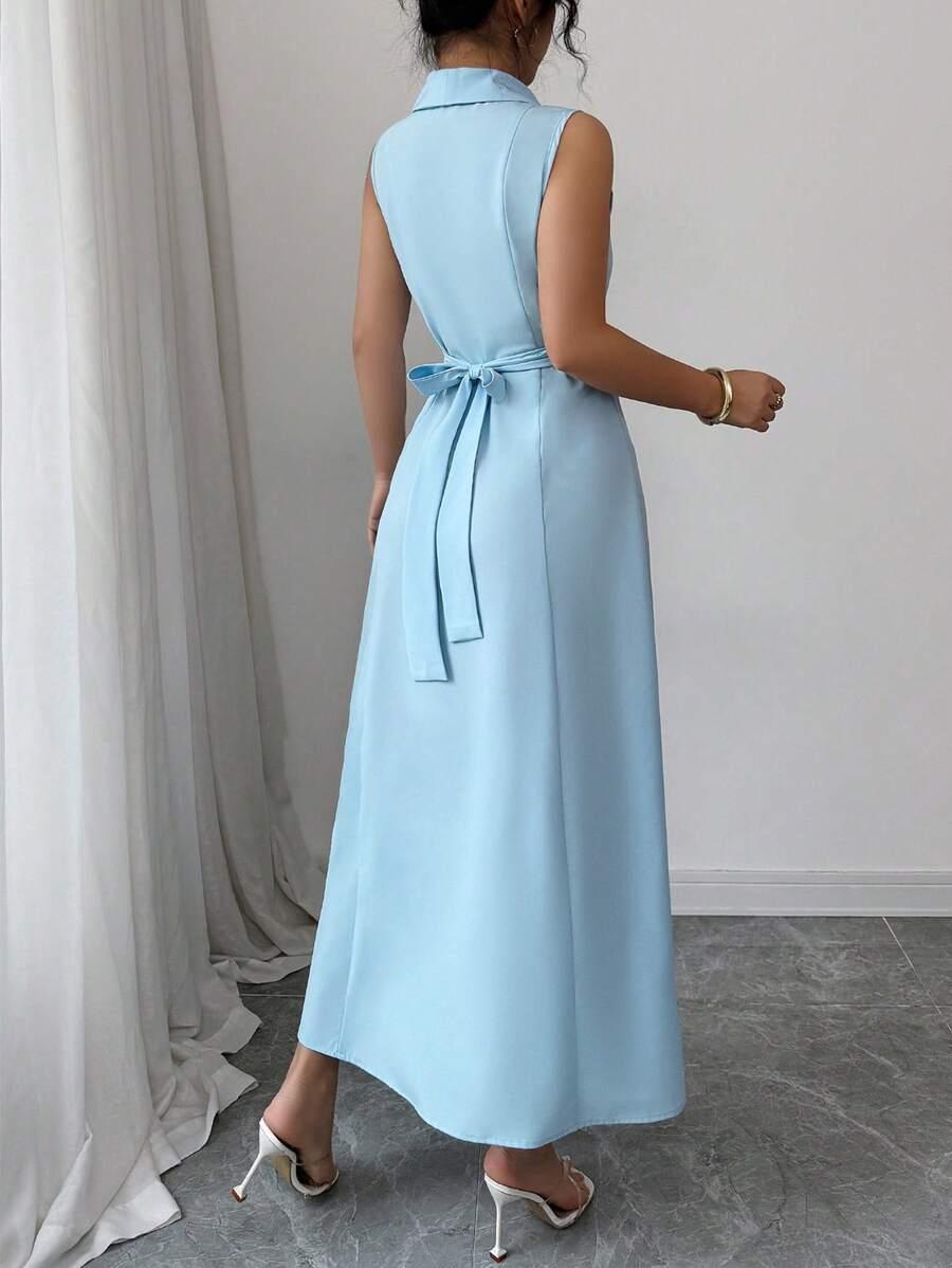 SHEIN NIEBIESKA SUKIENKA BEZ RĘKAWÓW S06__L