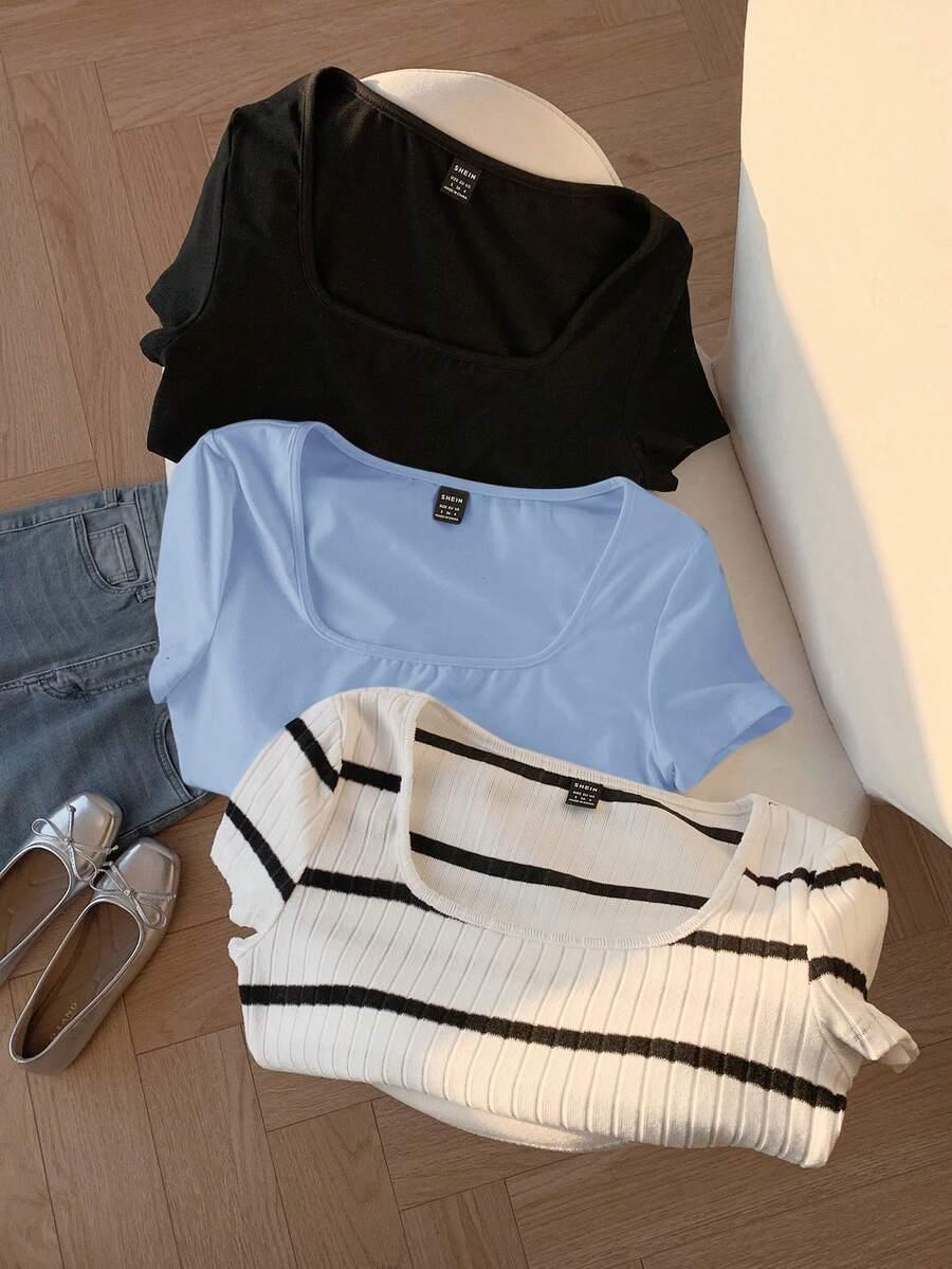 COMFORTCANA BIAŁA BLUZKA WZÓR PASKI S06__50