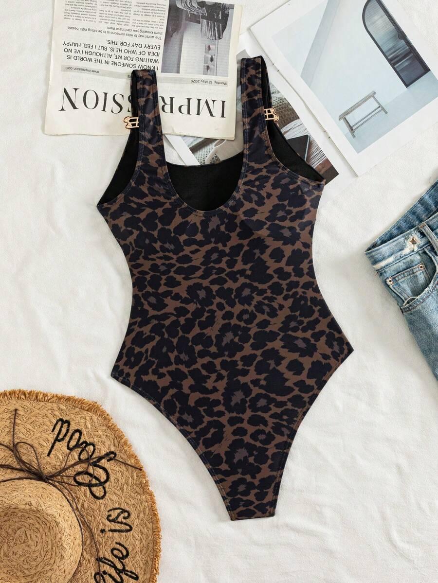 SHEIN JEDNOCZĘŚCIOWY STRÓJ KĄPIELOWY ANIMAL PRINT S09__L