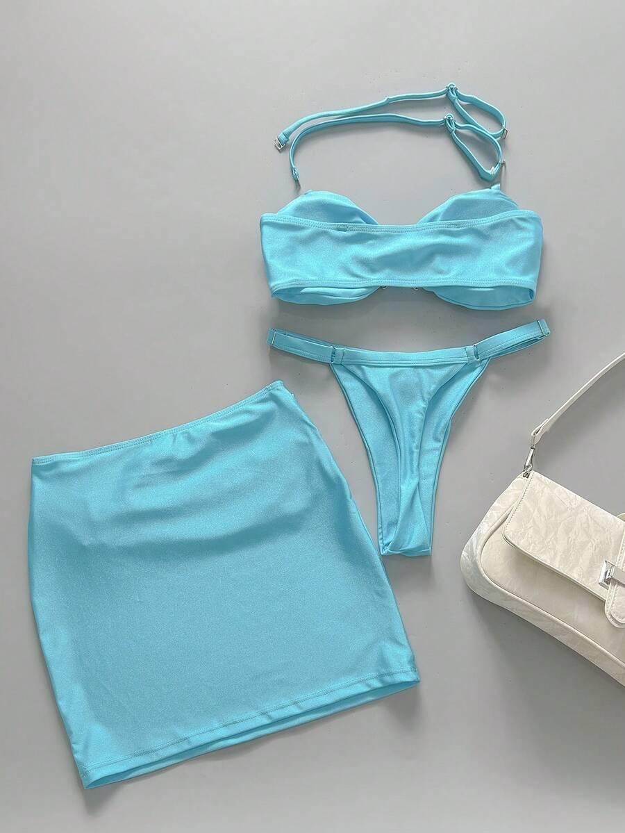 SHEIN DWUCZĘŚCIOWY STRÓJ KĄPIELOWY SPÓDNICA S09__S