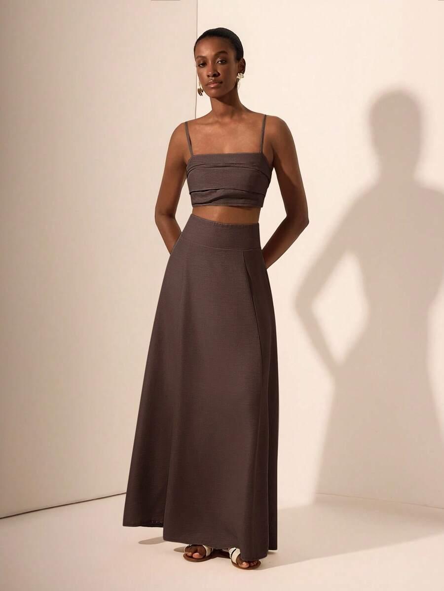 SHEIN BRĄZOWY TOP NA RAMIĄCZKACH S06__XS
