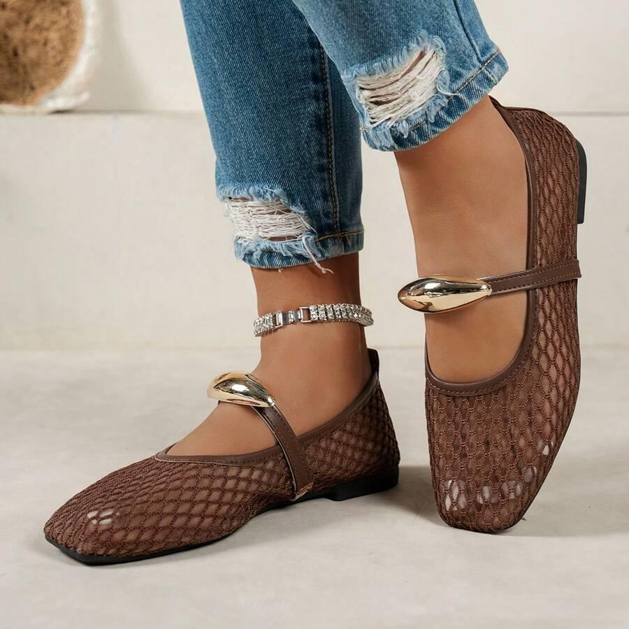 SHEIN BRĄZOWE BALERINY SIATECZKA S06__38