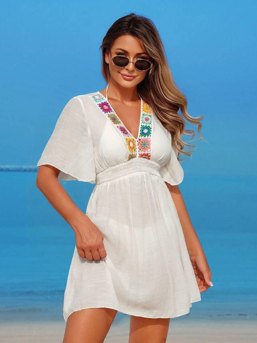SWIM VCAY BIAŁA TUNIKA PLAŻOWA ZDOBIENIE HAFT S06__XL