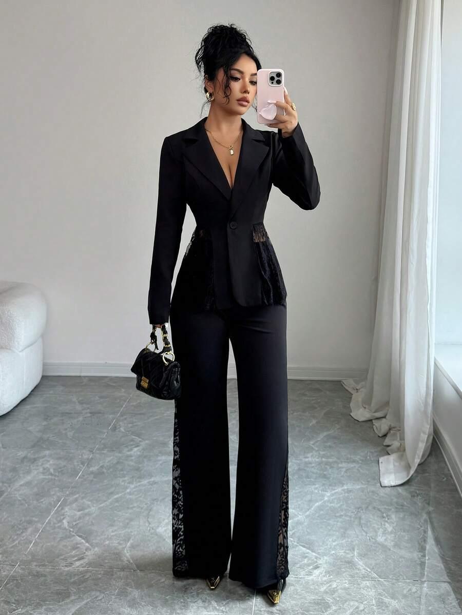 SHEIN MARYNARKA SPODNIE KOMPLET S06__S