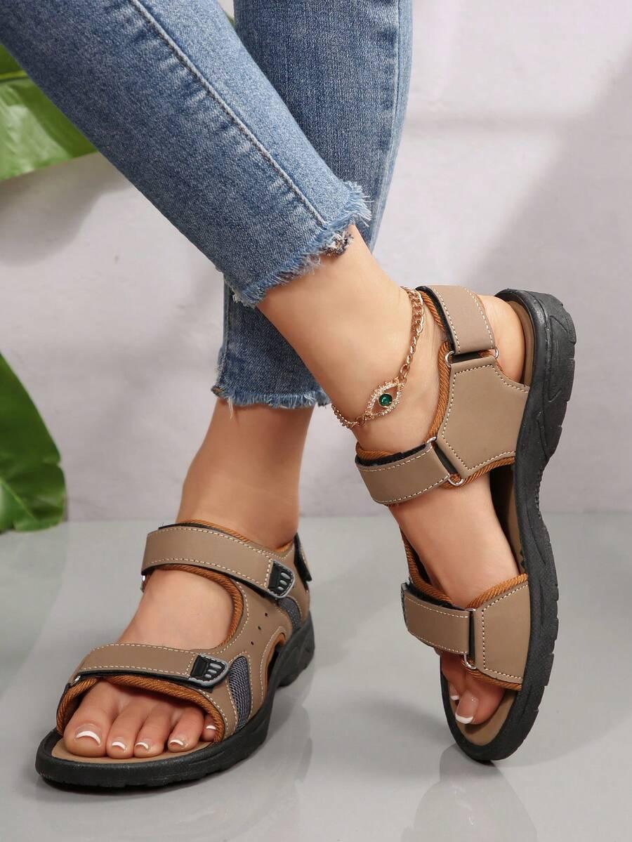 SHEIN BRĄZOWE SANDAŁY NA RZEPY S06__37,5