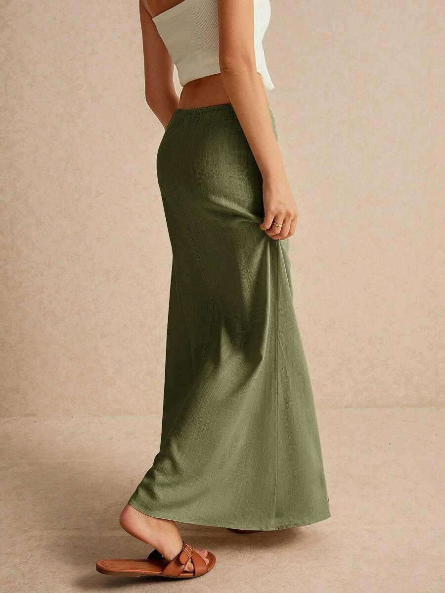 POÉSELLE ZIELNA MAXI SPÓDNICA S06__M