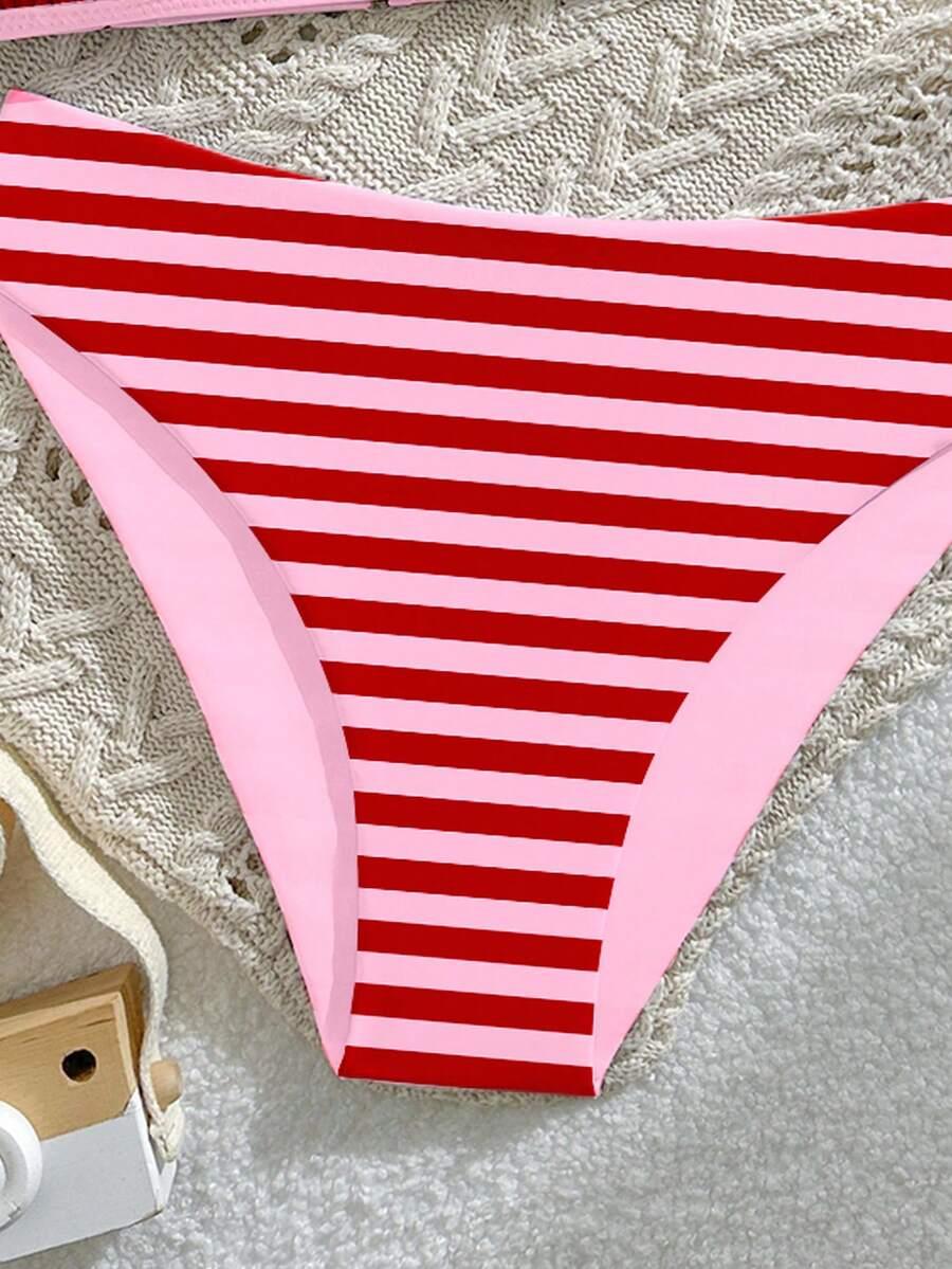 SHEIN DWUCZĘŚCIOWY STRÓJ KĄPIELOWY PASKI S09__140-146