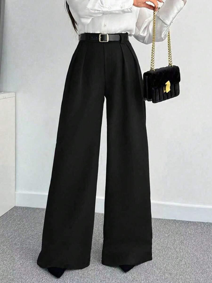 SHEIN CZARNE SPODNIE PROSTA NOGAWKA S06__S
