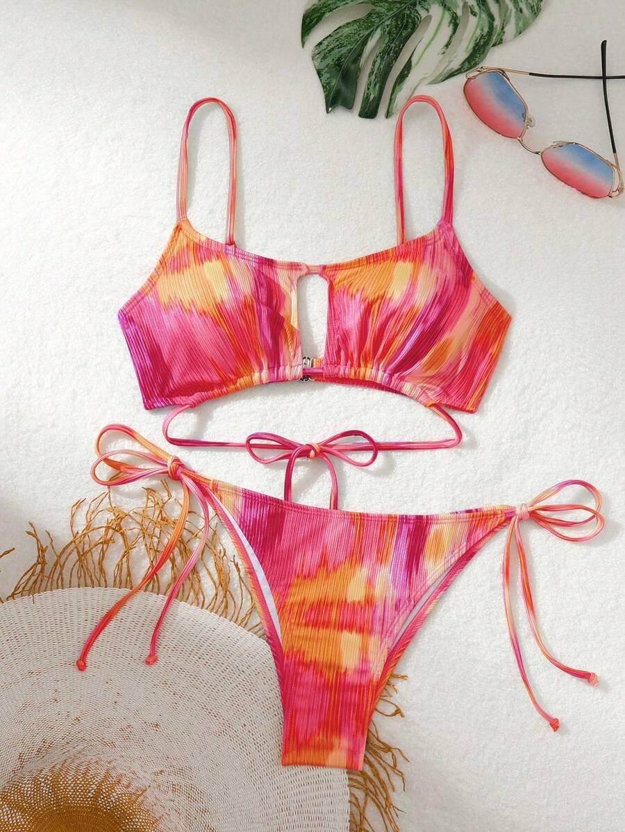 SHEIN DWUCZĘŚCIOWY STRÓJ KĄPIELOWY PRINT S09__M