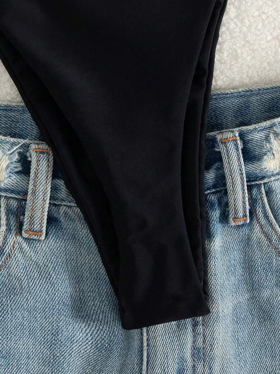 SHEIN CZARNY DWUCZĘŚCIOWY STRÓJ KĄPIELOWY S09__L