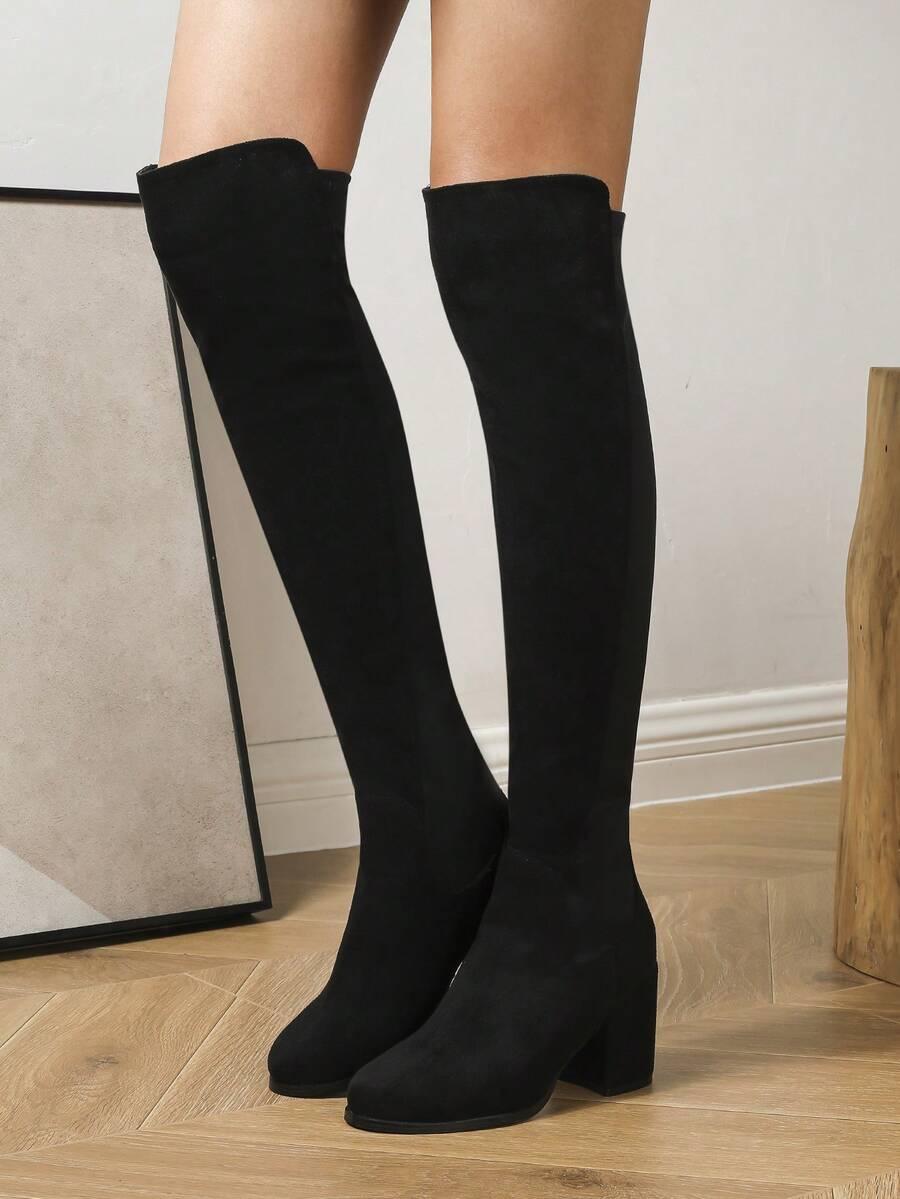 SHEIN CZARNE KOZAKI IMITACJA ZAMSZU W01__40,5