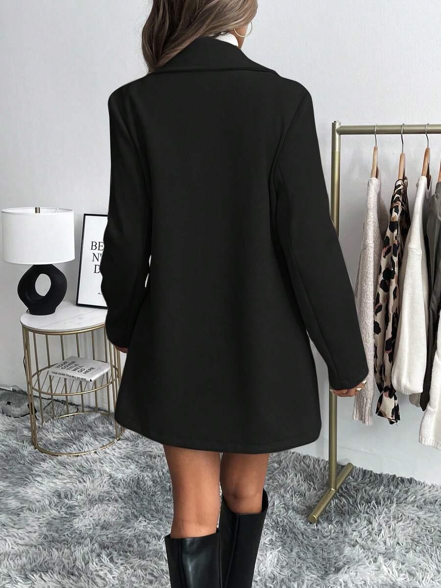 SHEIN CZARNY KLASYCZNY PŁASZCZ W01__L