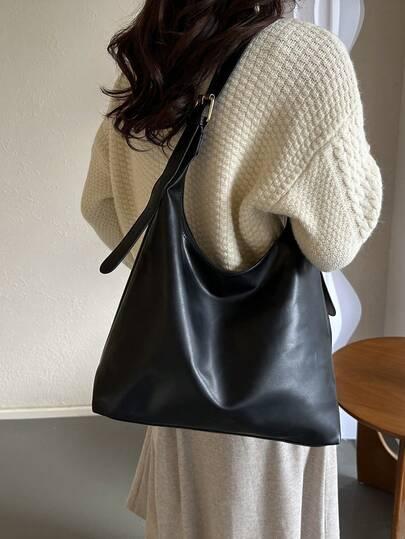 SHEIN CZARNA TOREBKA IMITACJA SKÓRY S07__12,5X26X33