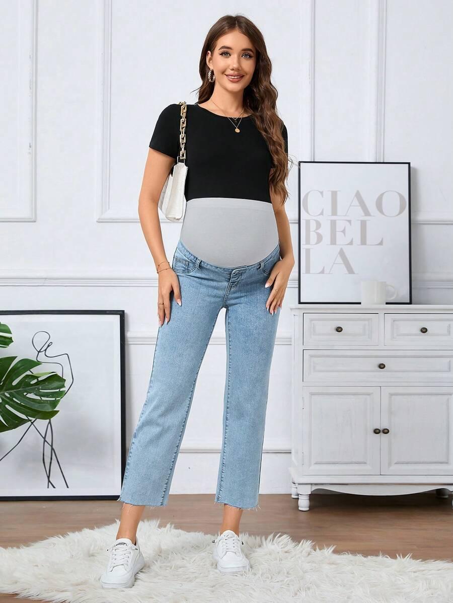 SHEIN CIĄŻOWE SPODNIE JEANS S06__S