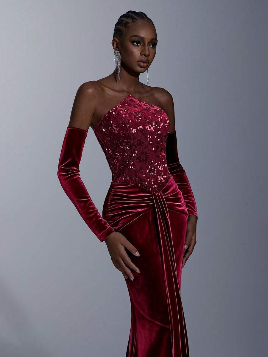 SHEIN MAXI SUKIENKA ODKRYTE RAMIONA CEKINY SPLOT S06__L