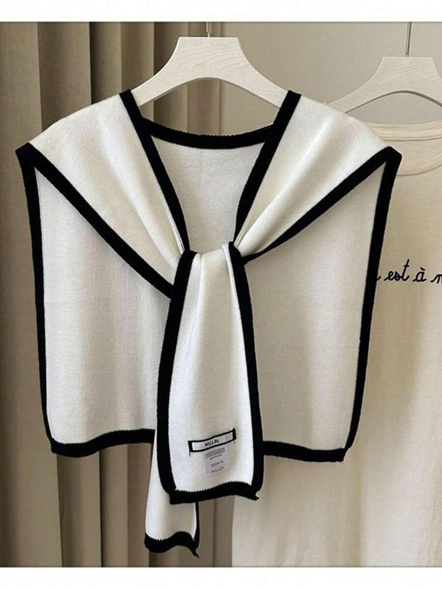 SHEIN DZIANINOWE PONCZO KONTRAST S07