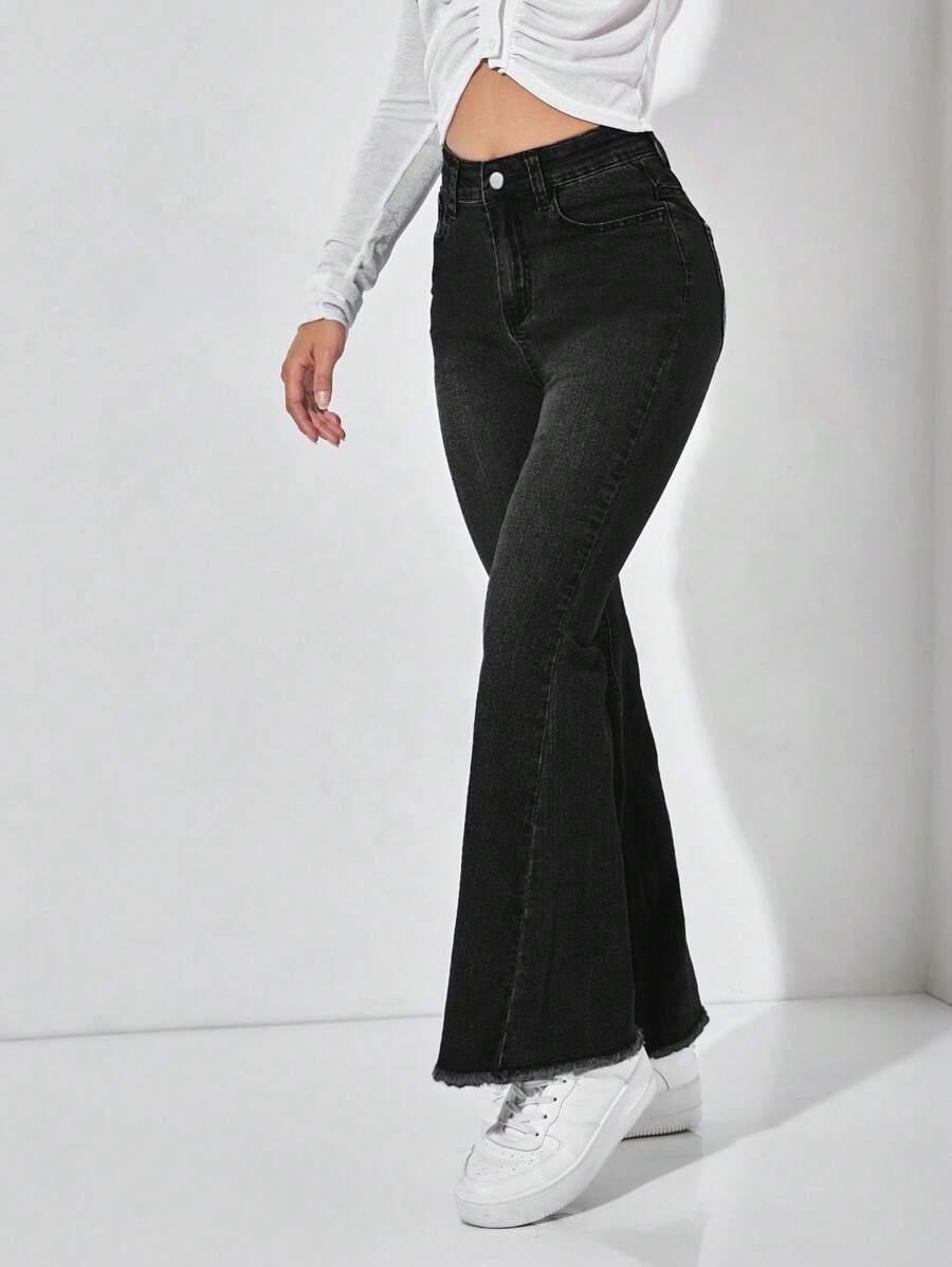 SHEIN CZARNE SPODNIE JEANS DZWONY S06__M