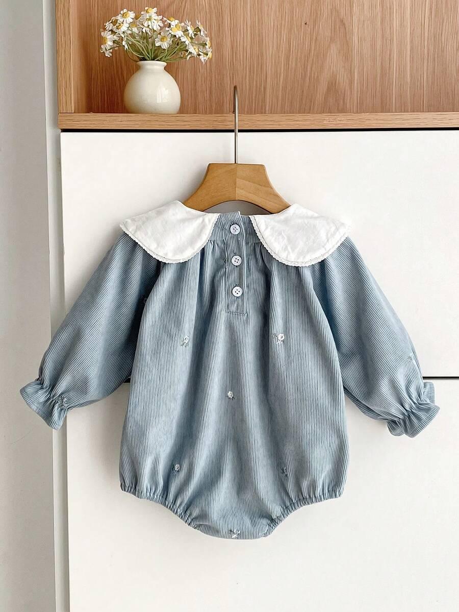 SHEIN NIEBIESKIE BODY DŁUGI RĘKAW HAFT S06__74/80