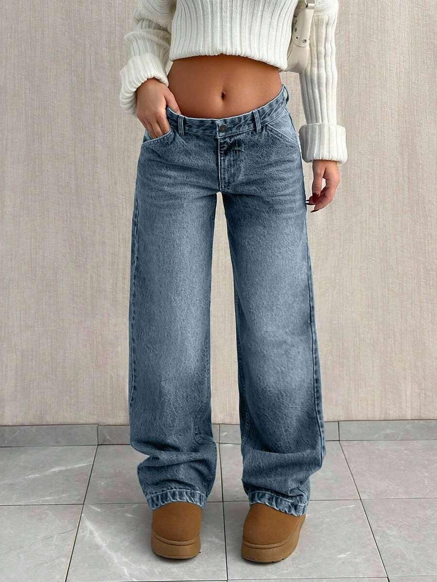 EURMUSE NIEBIESKIE SPODNIE JEANS S06__L
