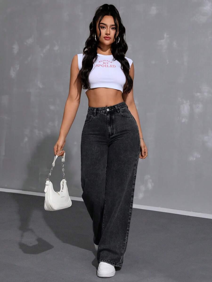 SHEIN CZARNE SPODNIE JEANS S06__XS